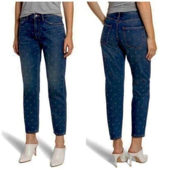 Current/Elliott The Vintage Studded Jeans Size 28 Blue Silver NWT - Picture 1 of 11